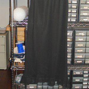 Black Crepe Skirt, Straight Cut with Ruffled Bottom, Elastic Waist Size Medium